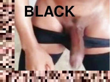 masturbation, giclée, ejaculation-sur-le-corps, ébène, énorme-bite, jouet, bdsm, black, solo, fumer