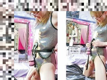 Huge Girly Squirt wearing a Shiny Leotard and My EXO