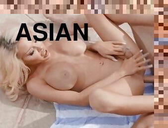 asiático, culo, tetas-grandes, anal, mamada, chorro-de-corrida, estrella-del-porno, con-los-dedos, facial, follando