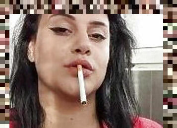 amatérske, fajka, fetišistické, sólo, fajčenie-smoking, priblíženie