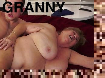 Fat granny pounded on the floor