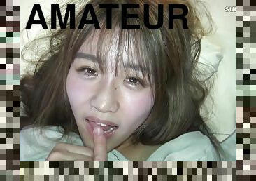 asiatique, amateur, japonais, ejaculation-interne, point-de-vue, lingerie, brunette