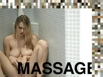 Beauty Natalia Star with big tits solo masturbates in the shower