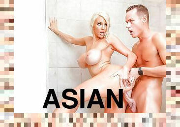 asiatique, cul, baignade, gros-nichons, chatte-pussy, fellation-profonde, doigtage, blonde, américaine, bout-a-bout