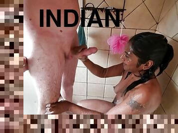 Indian Girl Gives Me A Blowjob In The Shower