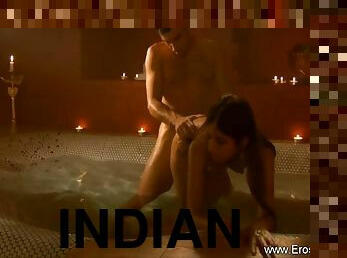 massage, indien, couple, brunette