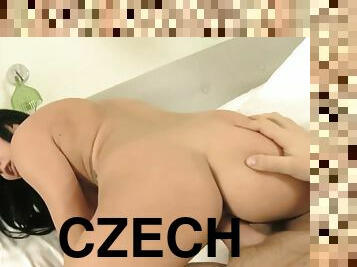 immens-glied, tief-in-die-kehle, gesichtspunkt, gesichts, czech, brunette