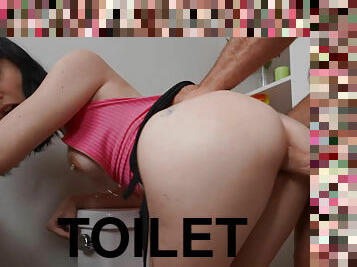 Brunette teen Alice Moore gets fucked in the toilet