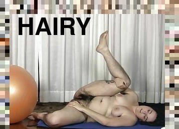 Hairy Lady Harley Strips Off Doing Yoga In The Afternoon