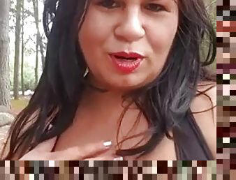 Fat mommy naked ass worship outdoors in the woods