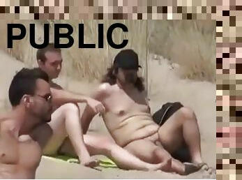 Public sex party at the nudist beach