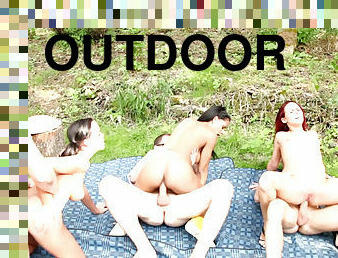 Great orgies outdoor performed by three couples
