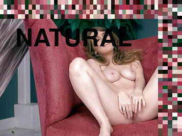 Naked brunette Alaina Fox masturbating her beautiful pussy
