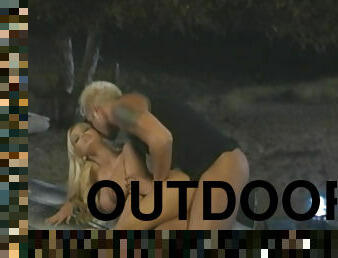 Bimbo Devon loves outdoor sex in the dark