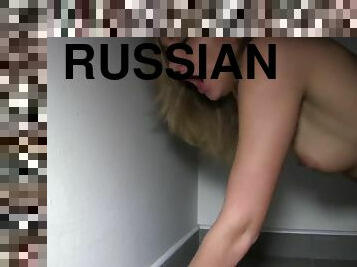 Russian babe Ivana Sugar strips naked & fucks a stranger in a staircase