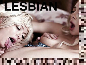 Tiffany Watson and Serene Siren licking and scissoring in bed