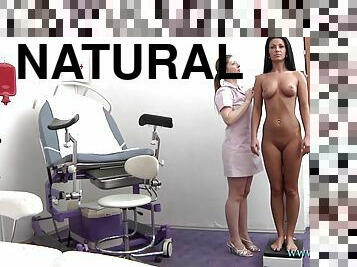 masturbação, enfermeira, orgasmo, anal, natural, uniforme, morena, exame-ginecológico