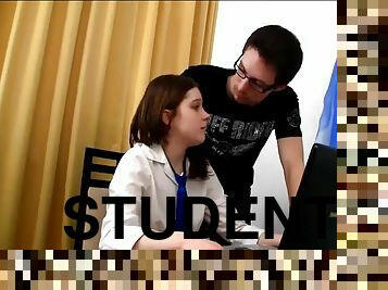 Nerdy but horny stepbro fucking his cute student stepsister
