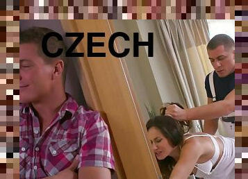 Slutty coed from the Czech Republic cheats on her fiancee