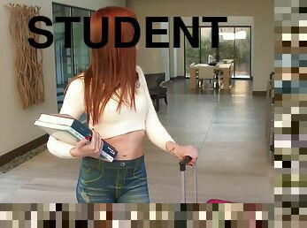 Redhead student Alexa Nova in amateur POV blowjob and anal sex clip