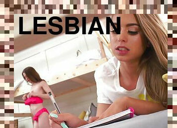 Brazzers Thrilling lesbian scene with two young whores