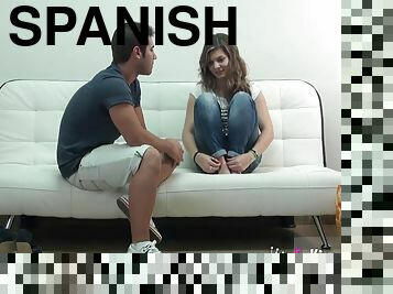 Young Spanish Girl Gives Pleasant Footjob Through His Shorts