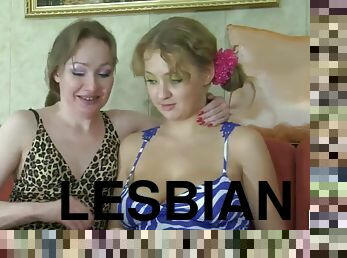Teeny step-daughter Alina & her lesbian stepmom Leila strap-on fuck
