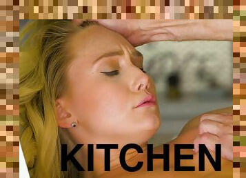Lustful Young Blonde Has Rough Sex At The Kitchen!