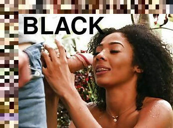 Slender black babe Nia Nixon covets to big dick guy and enjoys interracial fuck