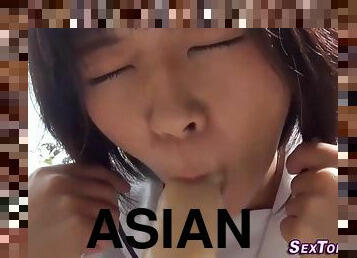 asiatique, masturbation, en-plein-air, public, ados, jouet, hardcore, japonais, point-de-vue, gode