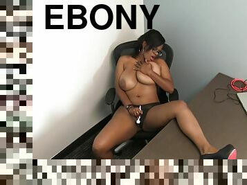 Full-Bosomed Ebony 18 Years Old Babe Office Solo