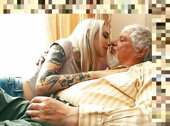 Old man vs young cutie girl - hardcore sex video