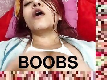 Colombian plays with her dirty boobs 3