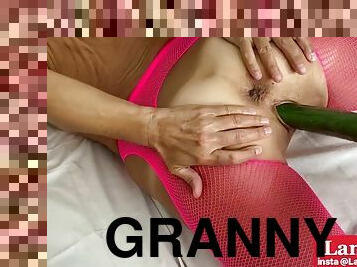 Granny banana cucumber pussy insertion taboo orgasm