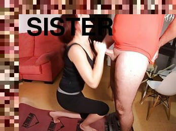 Secretly fucking my yoga trainer in front of my stepsister