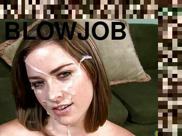 Sexy babe POV blowjob handjob facial