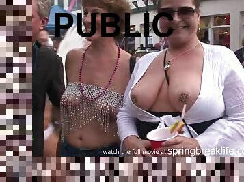 Flashing At Daytime Street Party public flashing