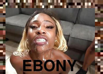 Hot ebony gangbang bukkake