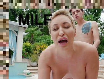 Poolside sex with short-haired MILF Ryan Keely