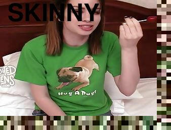 Skinny Teen Shoves A Lollipop Up Her Vagina