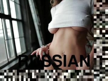 Gorgeous Russian blonde Dasha with Amazing Natural Tits Teasing in this Video