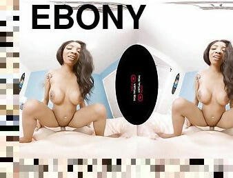 Hot ebony with big fake tits in POV VR hardcore with cumshot