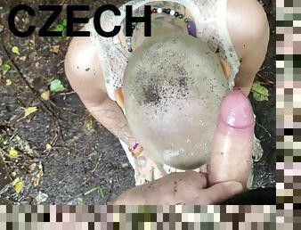 Czech Bald Rebel gets fucked in mud & gets cum on her head - POV sex