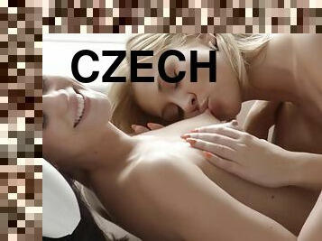 Czech girls Little Caprice and Tracy Loves go down on each other