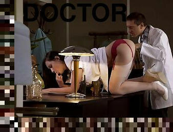 Kinky nurse shows the way she helps doctor at work