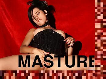 masturbare-masturbation, lenjerie, frumoasa, solo, bruneta