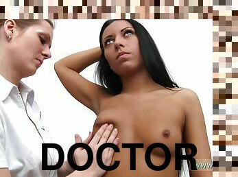Slender Brunette Vixen Was Examed By Sexy Female Gyno Doctor