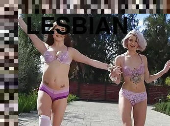 לסבית-lesbian, נוער, צעצוע, נשיקות, בלונדיני