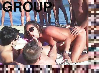 orgie, en-plein-air, public, hardcore, gangbang, sexe-de-groupe, plage