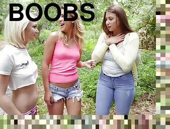Lesbos wander the forest paths and then lick pussies